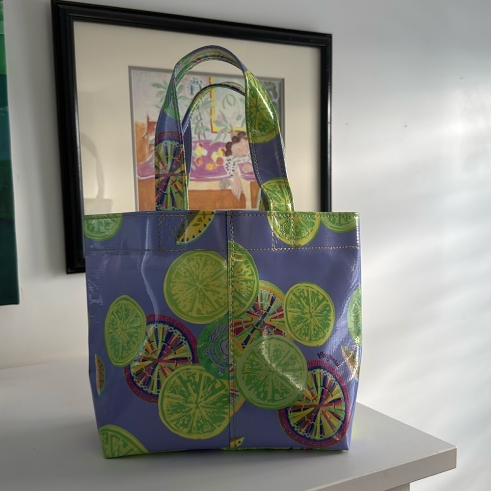 Consuela Purple Tote with Lime Green Citrus Print